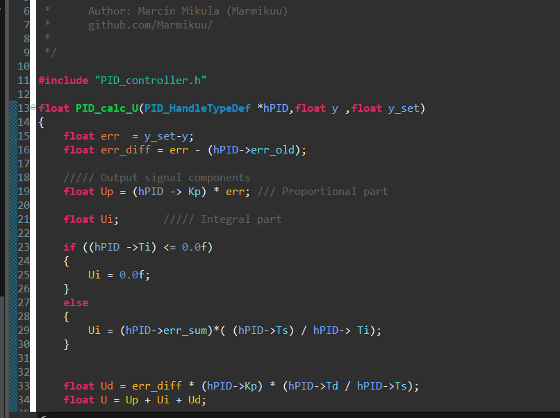 Code: PID output calculation