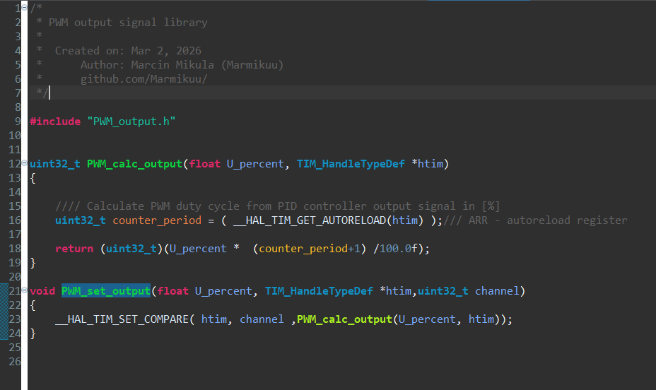 PWM output functions