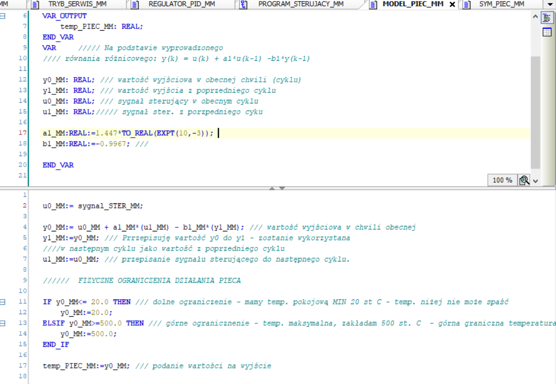 Heat transfer model in Structured Text