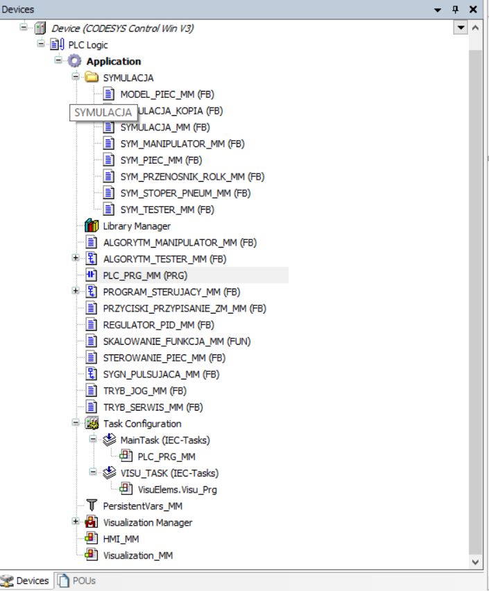 PLC program folder structure in CODESYS
