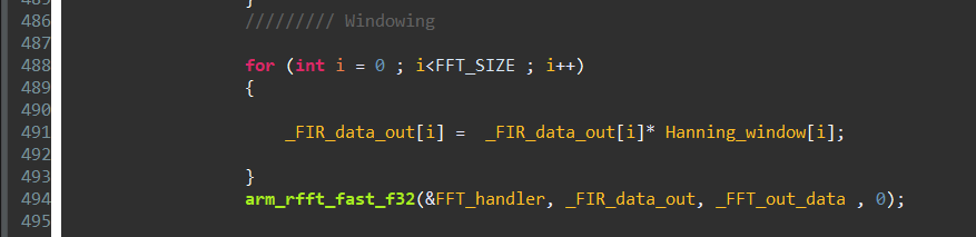 Applying the Hann window to the signal buffer